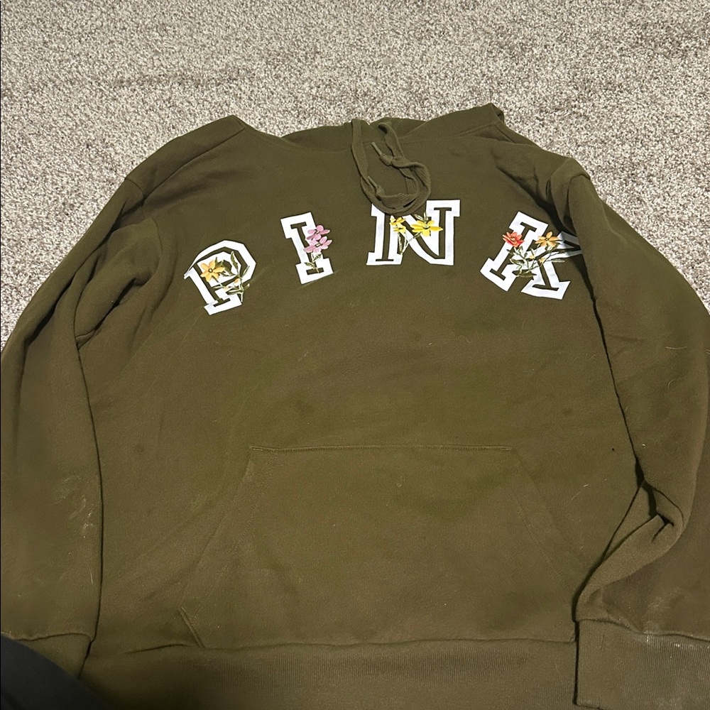 Olive Green PINK Hoodie